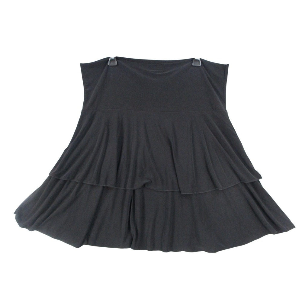 Can't Miss Womens Plus 2X Black Tiered Ruffle Mini Skirt XL-411 Made in USA